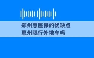 郑州惠医保的优缺点 惠州限行外地车吗 