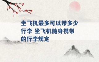 坐飞机最多可以带多少行李 坐飞机随身携带的行李规定 