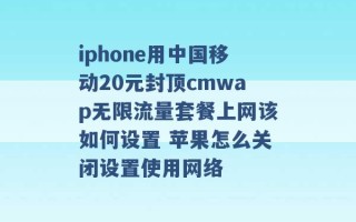 iphone用中国移动20元封顶cmwap无限流量套餐上网该如何设置 苹果怎么关闭设置使用网络 