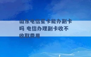 山东电信星卡能办副卡吗 电信办理副卡收不收取费用 