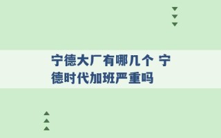 宁德大厂有哪几个 宁德时代加班严重吗 