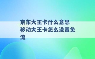 京东大王卡什么意思 移动大王卡怎么设置免流 