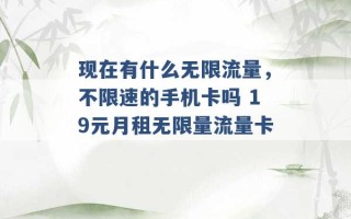 现在有什么无限流量，不限速的手机卡吗 19元月租无限量流量卡 