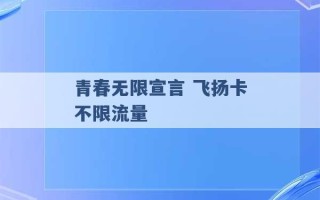 青春无限宣言 飞扬卡不限流量 