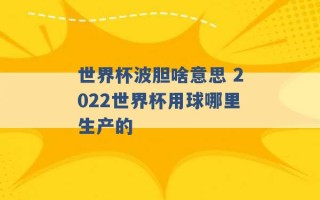 世界杯波胆啥意思 2022世界杯用球哪里生产的 