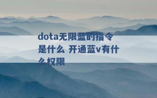 dota无限蓝的指令是什么 开通蓝v有什么权限 