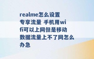 realme怎么设置专享流量 手机用wifi可以上网但是移动数据流量上不了网怎么办急 