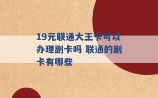 19元联通大王卡可以办理副卡吗 联通的副卡有哪些 