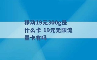 移动19元300g是什么卡 19元无限流量卡有吗 