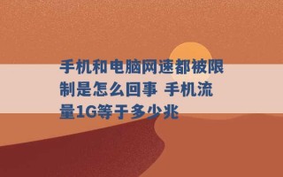 手机和电脑网速都被限制是怎么回事 手机流量1G等于多少兆 