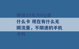 移动19元300g是什么卡 现在有什么无限流量，不限速的手机卡吗 