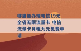 哪里能办理电信19元全省无限流量卡 电信流量卡月租九元免费申请 