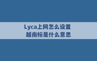 Lyca上网怎么设置 越南标是什么意思 