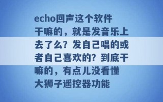 echo回声这个软件干嘛的，就是发音乐上去了么？发自己唱的或者自己喜欢的？到底干嘛的，有点儿没看懂 大狮子遥控器功能 