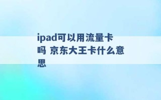 ipad可以用流量卡吗 京东大王卡什么意思 