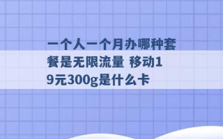 一个人一个月办哪种套餐是无限流量 移动19元300g是什么卡 