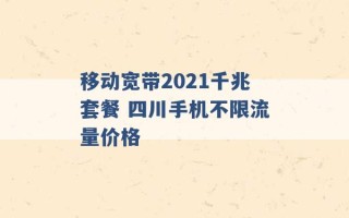 移动宽带2021千兆套餐 四川手机不限流量价格 