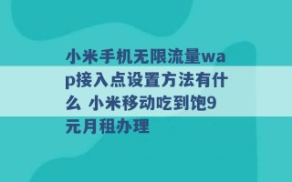 小米手机无限流量wap接入点设置方法有什么 小米移动吃到饱9元月租办理 