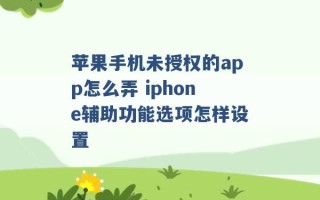 苹果手机未授权的app怎么弄 iphone辅助功能选项怎样设置 