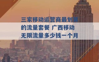 三家移动运营商最划算的流量套餐 广西移动无限流量多少钱一个月 