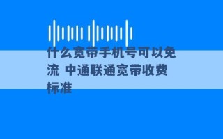 什么宽带手机号可以免流 中通联通宽带收费标准 