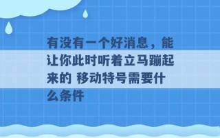 有没有一个好消息，能让你此时听着立马蹦起来的 移动特号需要什么条件 