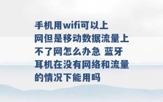 手机用wifi可以上网但是移动数据流量上不了网怎么办急 蓝牙耳机在没有网络和流量的情况下能用吗 