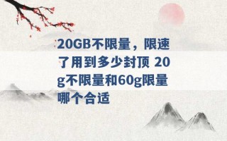 20GB不限量，限速了用到多少封顶 20g不限量和60g限量哪个合适 