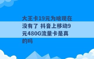 大王卡19元为啥现在没有了 抖音上移动9元480G流量卡是真的吗 