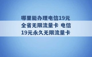 哪里能办理电信19元全省无限流量卡 电信19元永久无限流量卡 