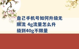 自己手机号如何升级无限流 4g流量怎么升级到40g不限量 