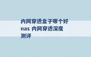 内网穿透盒子哪个好 nas 内网穿透深度测评 