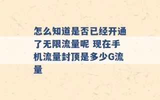 怎么知道是否已经开通了无限流量呢 现在手机流量封顶是多少G流量 