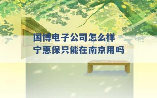 国博电子公司怎么样 宁惠保只能在南京用吗 