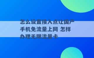 怎么设置接入点让国产手机免流量上网 怎样办理无限流量卡 