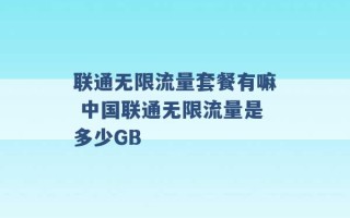 联通无限流量套餐有嘛 中国联通无限流量是多少GB 