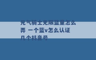 元气骑士无限蓝量怎么弄 一个蓝v怎么认证几个抖音号 