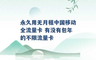 永久用无月租中国移动全流量卡 有没有包年的不限流量卡 