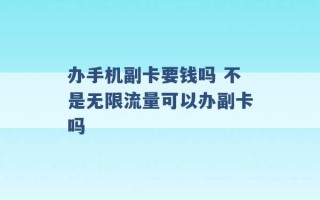 办手机副卡要钱吗 不是无限流量可以办副卡吗 