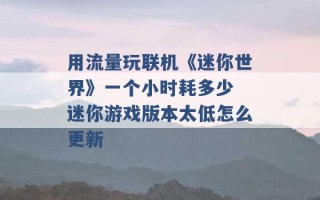 用流量玩联机《迷你世界》一个小时耗多少 迷你游戏版本太低怎么更新 