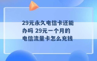 29元永久电信卡还能办吗 29元一个月的电信流量卡怎么充钱 