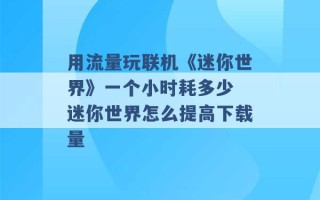 用流量玩联机《迷你世界》一个小时耗多少 迷你世界怎么提高下载量 