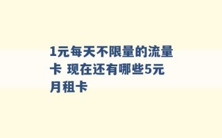 1元每天不限量的流量卡 现在还有哪些5元月租卡 