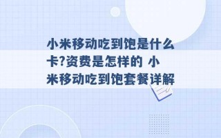 小米移动吃到饱是什么卡?资费是怎样的 小米移动吃到饱套餐详解 