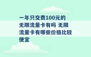 一年只交费100元的无限流量卡有吗 无限流量卡有哪些价格比较便宜 