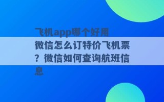 飞机app哪个好用 微信怎么订特价飞机票？微信如何查询航班信息 