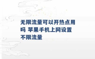 无限流量可以开热点用吗 苹果手机上网设置不限流量 