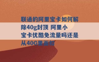 联通的阿里宝卡如何解除40g封顶 阿里小宝卡优酷免流量吗还是从40G里面扣 