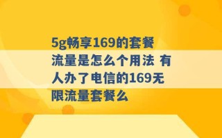 5g畅享169的套餐流量是怎么个用法 有人办了电信的169无限流量套餐么 