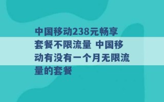 中国移动238元畅享套餐不限流量 中国移动有没有一个月无限流量的套餐 